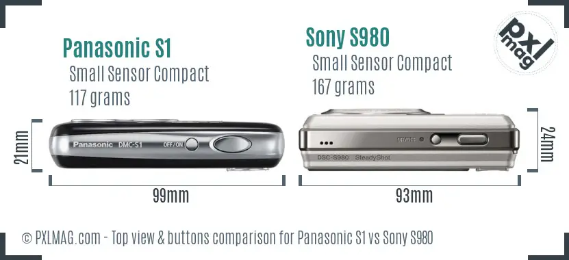 Panasonic S1 vs Sony S980 top view buttons comparison