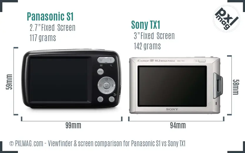 Panasonic S1 vs Sony TX1 Screen and Viewfinder comparison