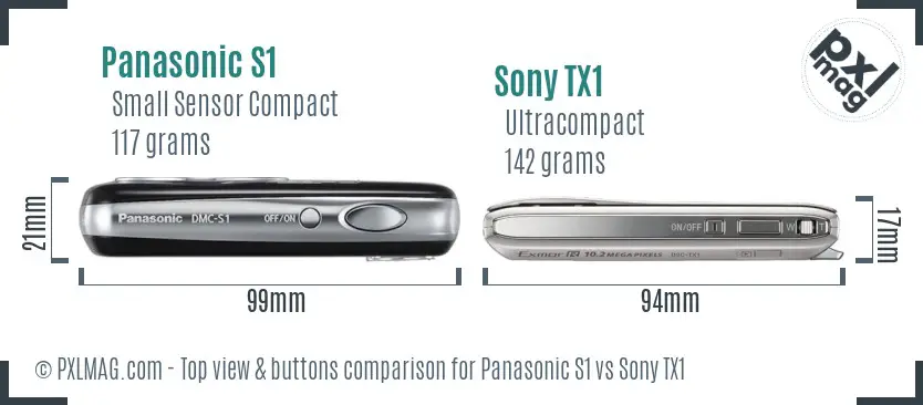 Panasonic S1 vs Sony TX1 top view buttons comparison