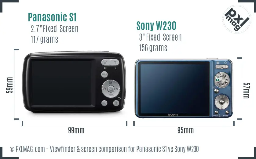 Panasonic S1 vs Sony W230 Screen and Viewfinder comparison