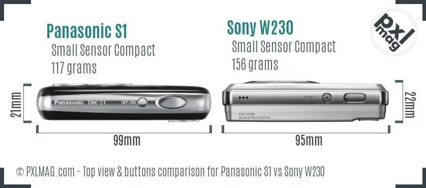 Panasonic S1 vs Sony W230 top view buttons comparison