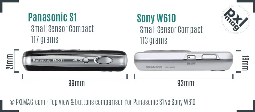 Panasonic S1 vs Sony W610 top view buttons comparison