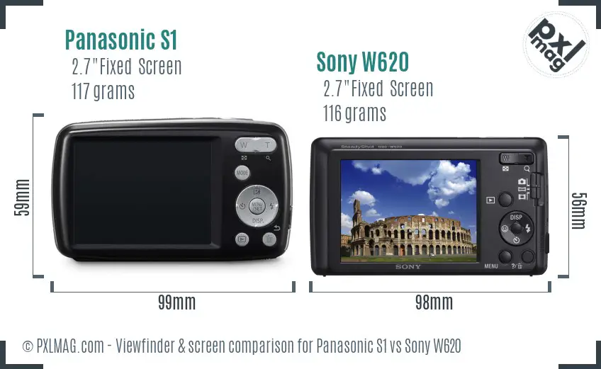 Panasonic S1 vs Sony W620 Screen and Viewfinder comparison Panasonic S1 vs Sony W620 Screen and Viewfinder comparison