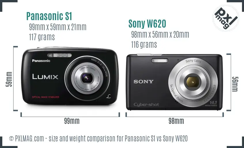 Panasonic S1 vs Sony W620 size comparison Panasonic S1 vs Sony W620 size comparison