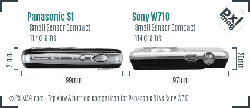 Panasonic S1 vs Sony W710 top view buttons comparison