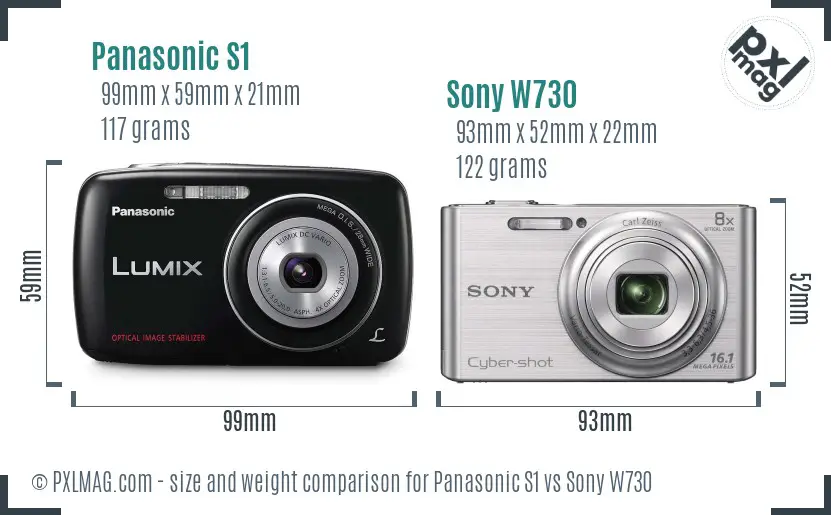 Panasonic S1 vs Sony W730 size comparison Panasonic S1 vs Sony W730 size comparison