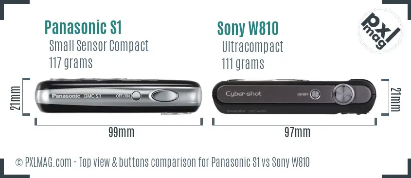 Panasonic S1 vs Sony W810 top view buttons comparison