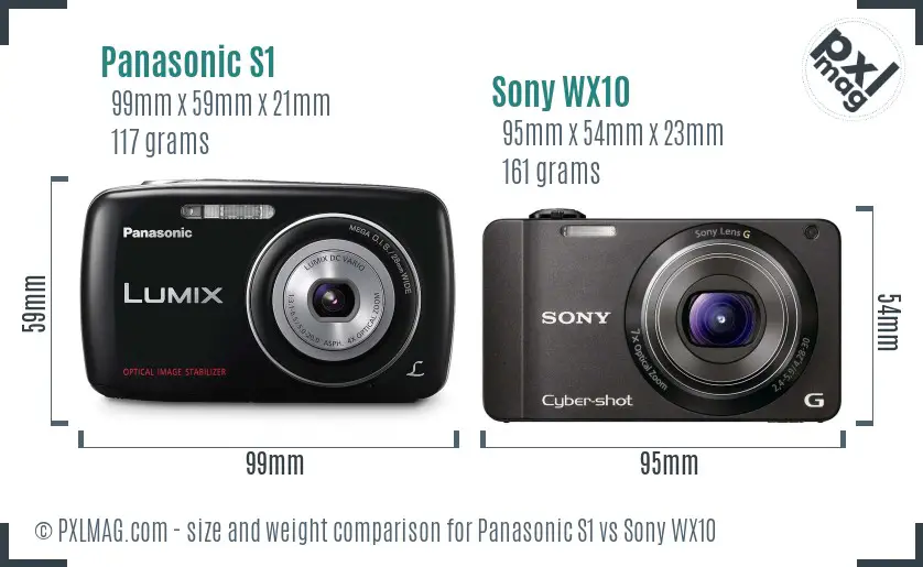 Panasonic S1 vs Sony WX10 size comparison