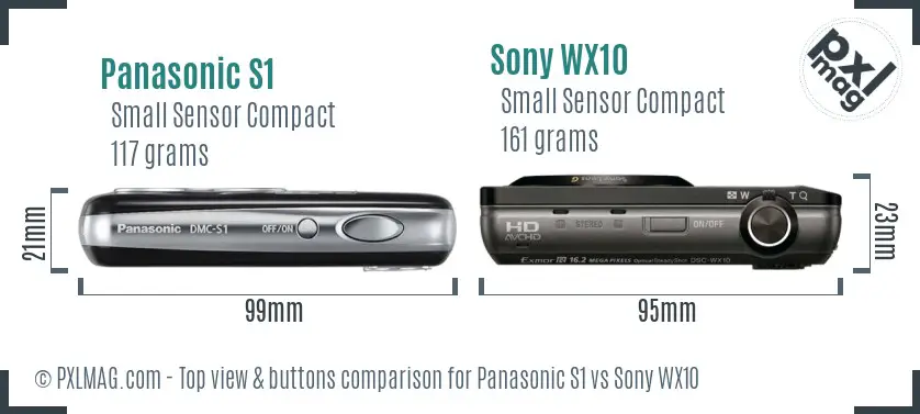 Panasonic S1 vs Sony WX10 top view buttons comparison