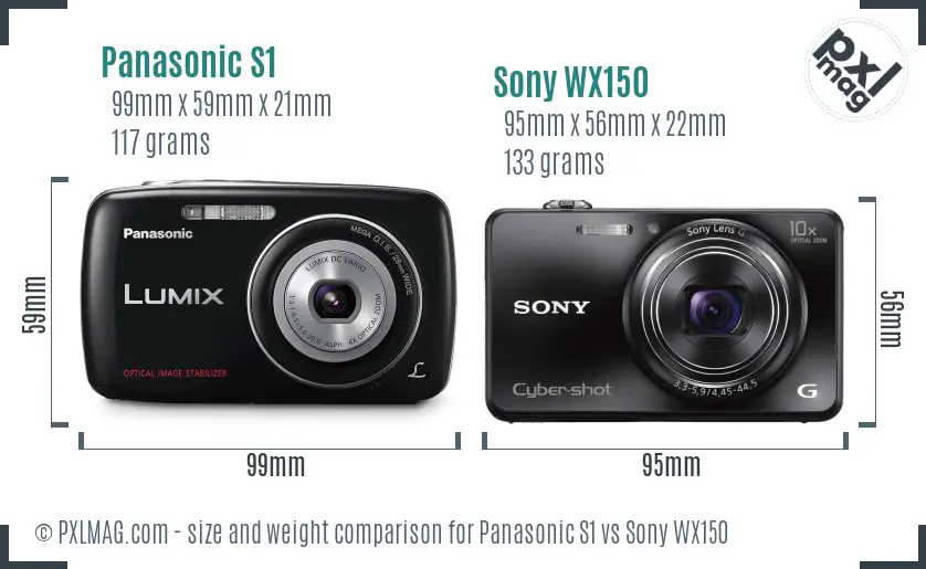Panasonic S1 vs Sony WX150 size comparison