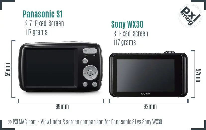 Panasonic S1 vs Sony WX30 Screen and Viewfinder comparison