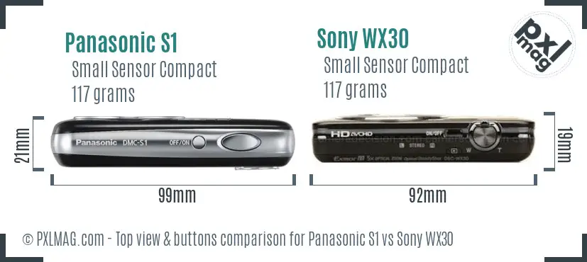 Panasonic S1 vs Sony WX30 top view buttons comparison