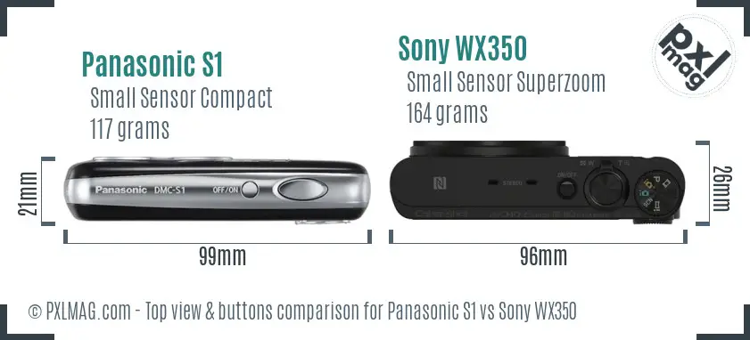 Panasonic S1 vs Sony WX350 top view buttons comparison