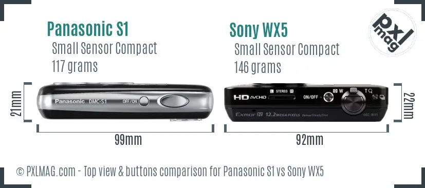 Panasonic S1 vs Sony WX5 top view buttons comparison Panasonic S1 vs Sony WX5 top view buttons comparison