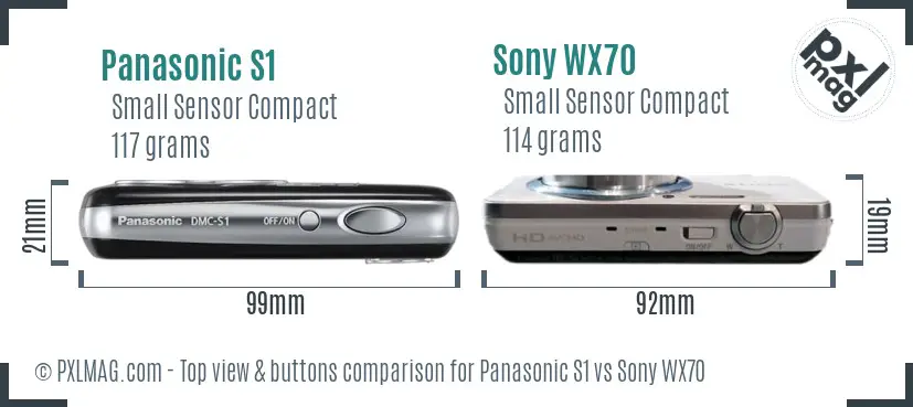 Panasonic S1 vs Sony WX70 top view buttons comparison