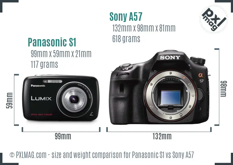 Panasonic S1 vs Sony A57 size comparison