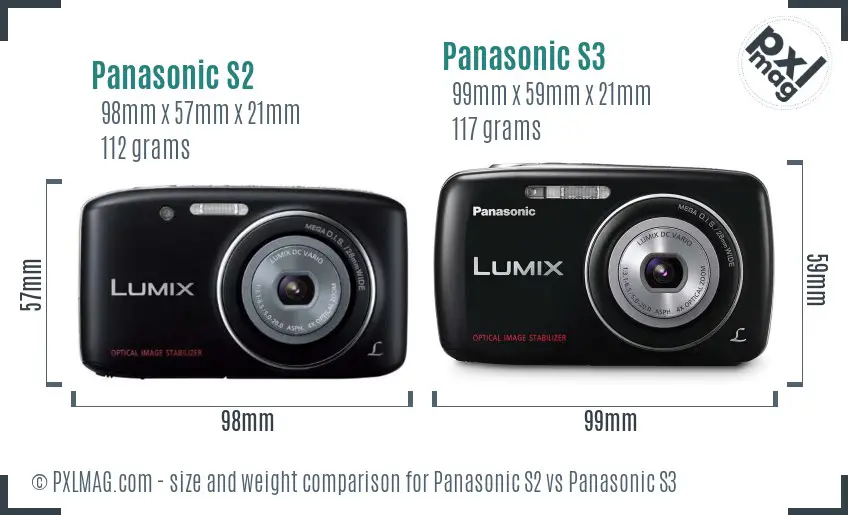 Panasonic S2 vs Panasonic S3 size comparison
