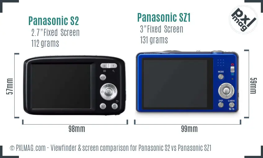 Panasonic S2 vs Panasonic SZ1 Screen and Viewfinder comparison