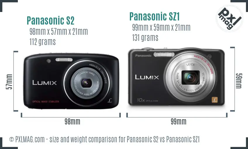 Panasonic S2 vs Panasonic SZ1 size comparison