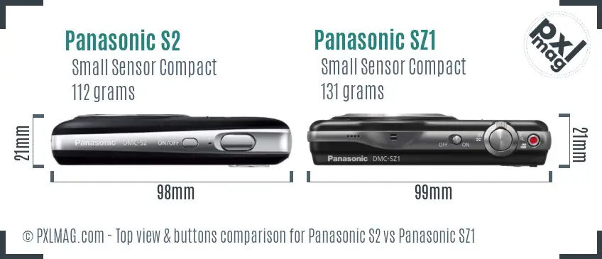 Panasonic S2 vs Panasonic SZ1 top view buttons comparison