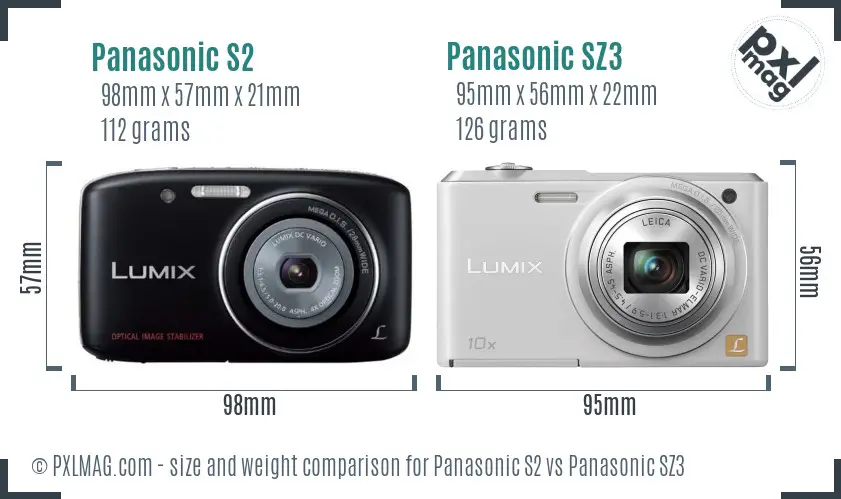 Panasonic S2 vs Panasonic SZ3 size comparison
