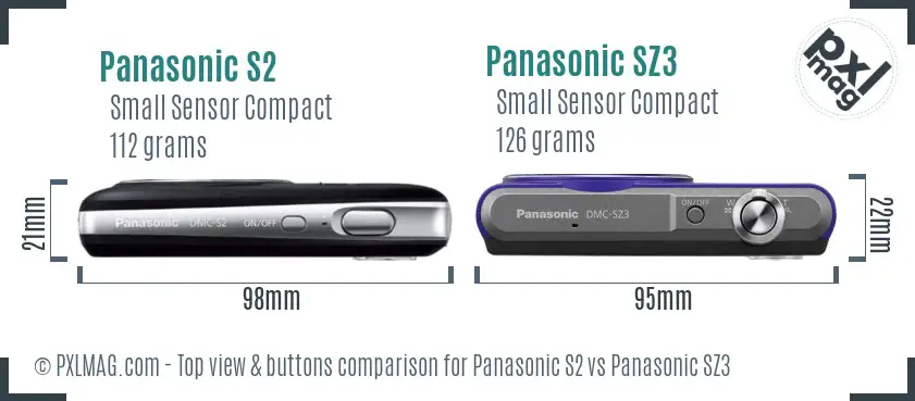 Panasonic S2 vs Panasonic SZ3 top view buttons comparison