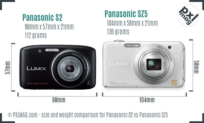 Panasonic S2 vs Panasonic SZ5 size comparison
