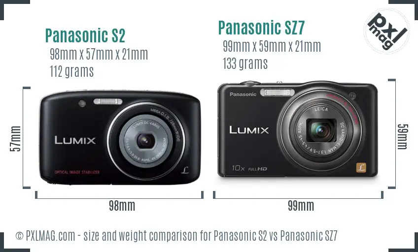 Panasonic S2 vs Panasonic SZ7 size comparison