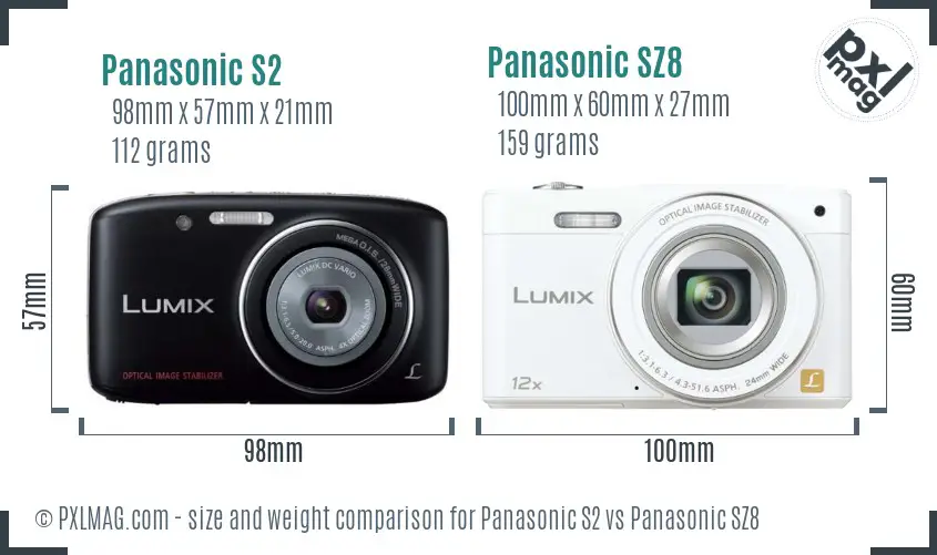 Panasonic S2 vs Panasonic SZ8 size comparison