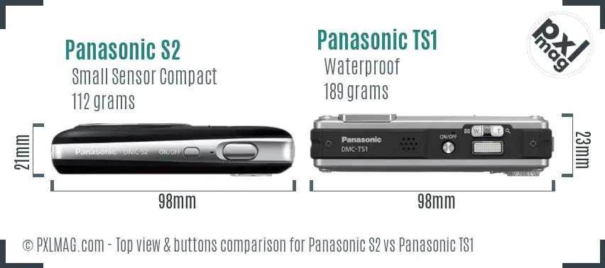 Panasonic S2 vs Panasonic TS1 top view buttons comparison
