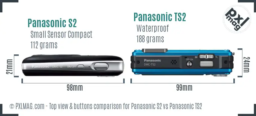Panasonic S2 vs Panasonic TS2 top view buttons comparison