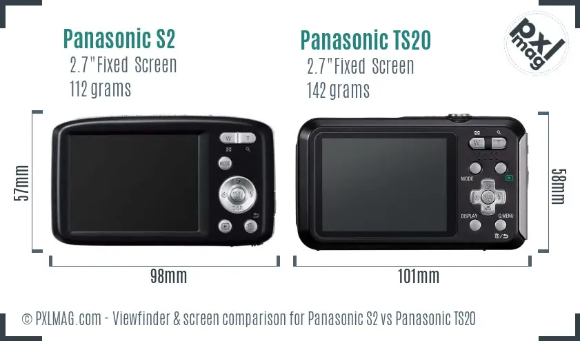 Panasonic S2 vs Panasonic TS20 Screen and Viewfinder comparison