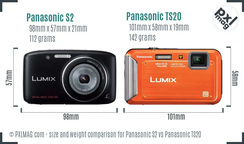 Panasonic S2 vs Panasonic TS20 size comparison