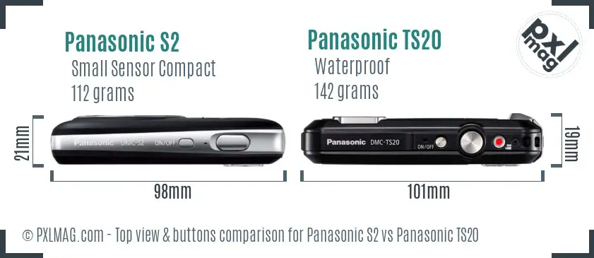 Panasonic S2 vs Panasonic TS20 top view buttons comparison