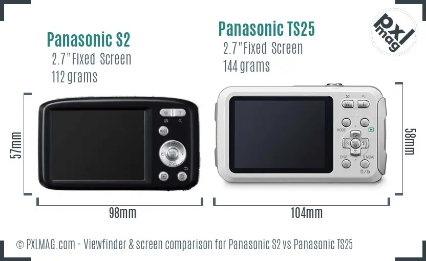 Panasonic S2 vs Panasonic TS25 Screen and Viewfinder comparison
