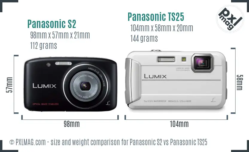 Panasonic S2 vs Panasonic TS25 size comparison