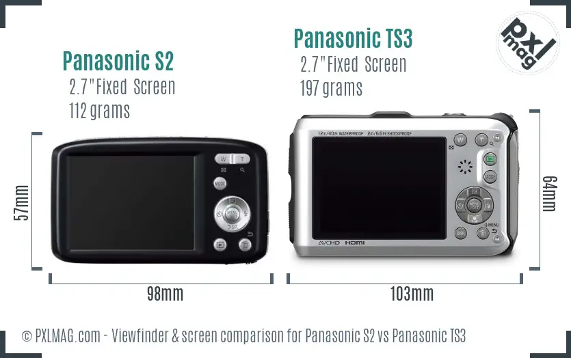 Panasonic S2 vs Panasonic TS3 Screen and Viewfinder comparison