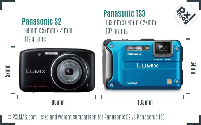 Panasonic S2 vs Panasonic TS3 size comparison