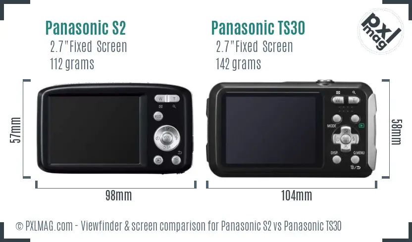 Panasonic S2 vs Panasonic TS30 Screen and Viewfinder comparison