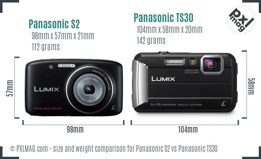 Panasonic S2 vs Panasonic TS30 size comparison