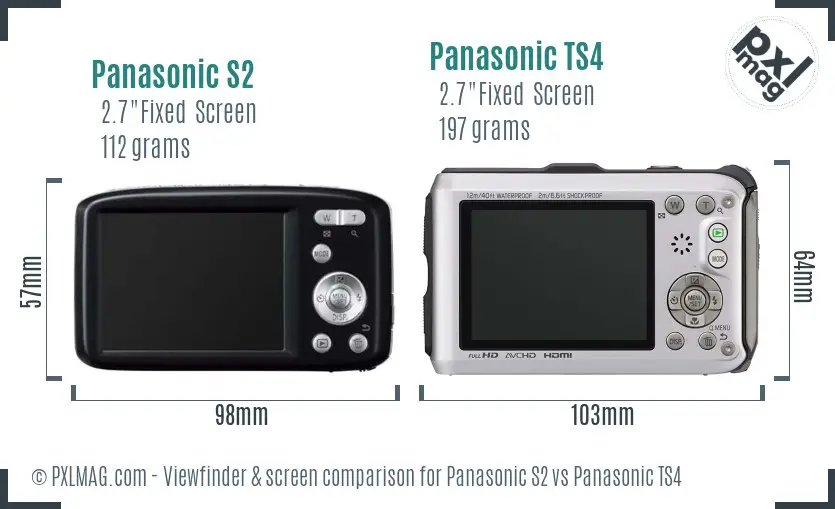 Panasonic S2 vs Panasonic TS4 Screen and Viewfinder comparison