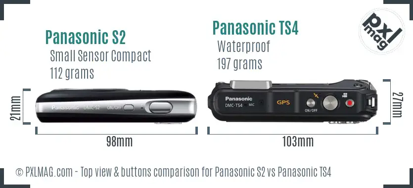 Panasonic S2 vs Panasonic TS4 top view buttons comparison