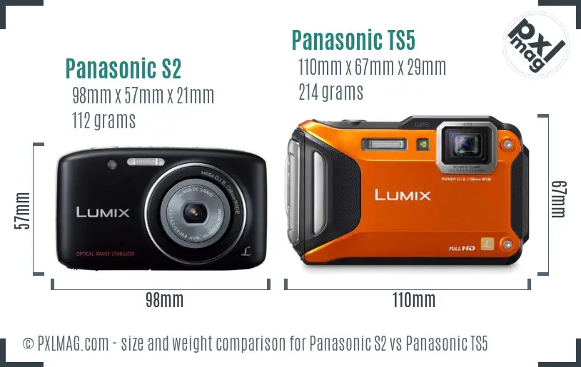Panasonic S2 vs Panasonic TS5 size comparison