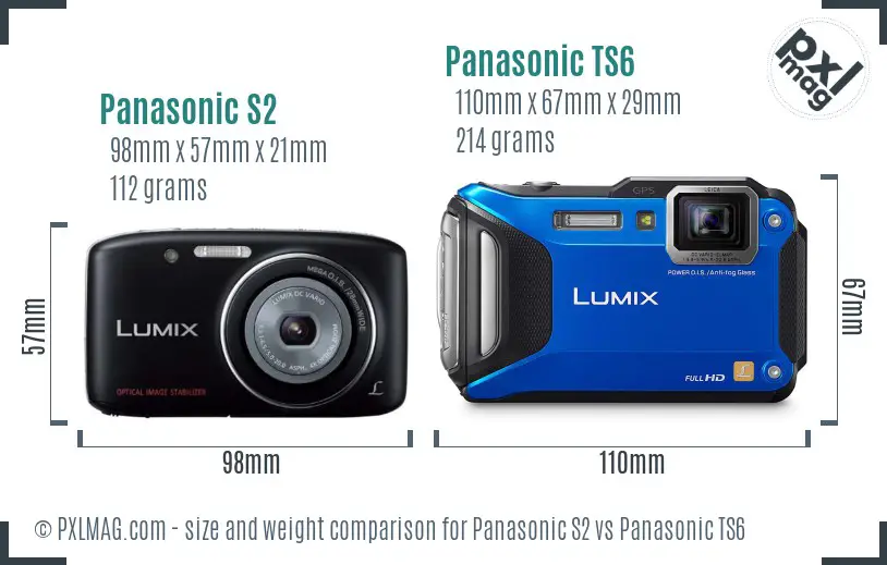 Panasonic S2 vs Panasonic TS6 size comparison