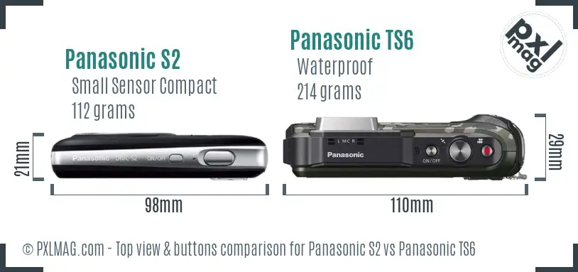Panasonic S2 vs Panasonic TS6 top view buttons comparison