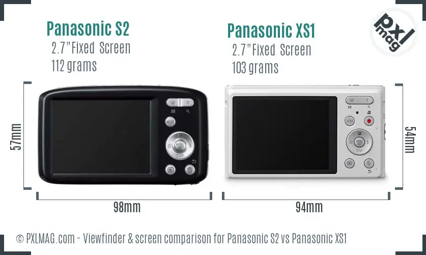 Panasonic S2 vs Panasonic XS1 Screen and Viewfinder comparison