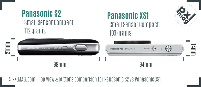 Panasonic S2 vs Panasonic XS1 top view buttons comparison