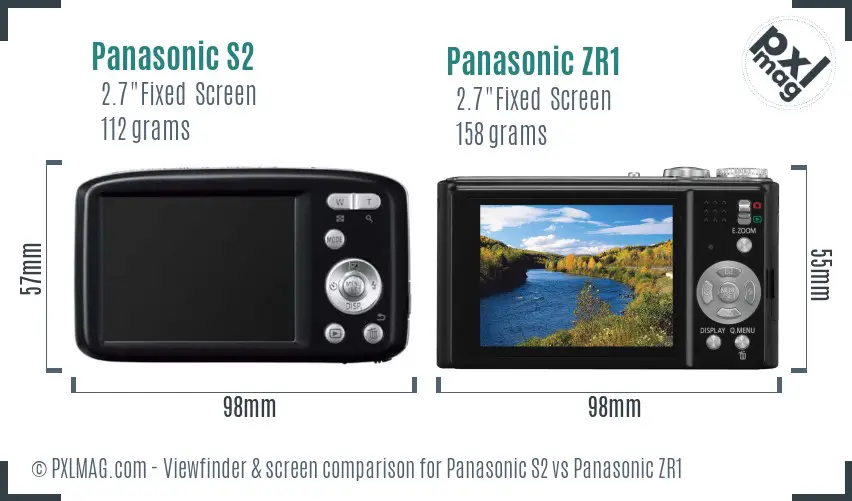 Panasonic S2 vs Panasonic ZR1 Screen and Viewfinder comparison