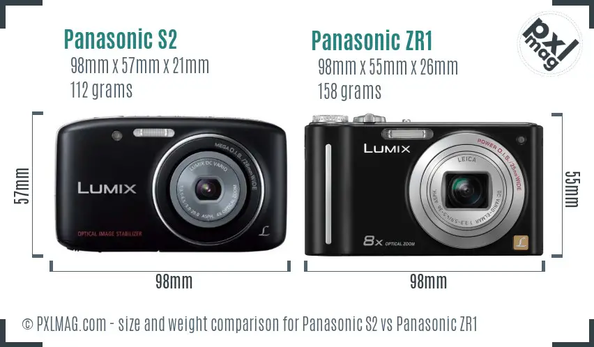 Panasonic S2 vs Panasonic ZR1 size comparison