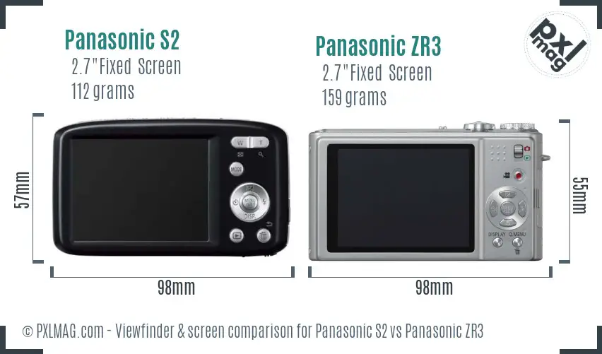 Panasonic S2 vs Panasonic ZR3 Screen and Viewfinder comparison